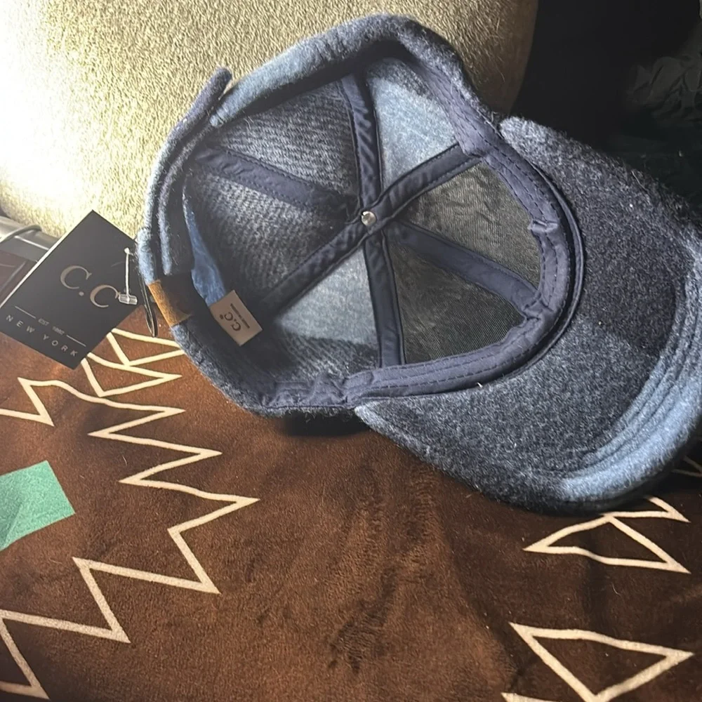 NWT C.C Exclusive Women Check Plaid Checker Pattern Terry Baseball Cap